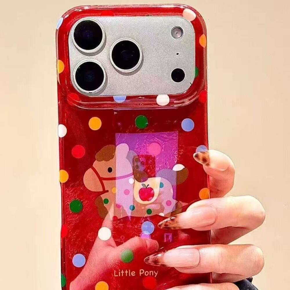 Pony Pendant Year Colorful Polka Dot Compatible with iPhone 17 Pro Max Red Phone Case New Model 16/15/14 S260128