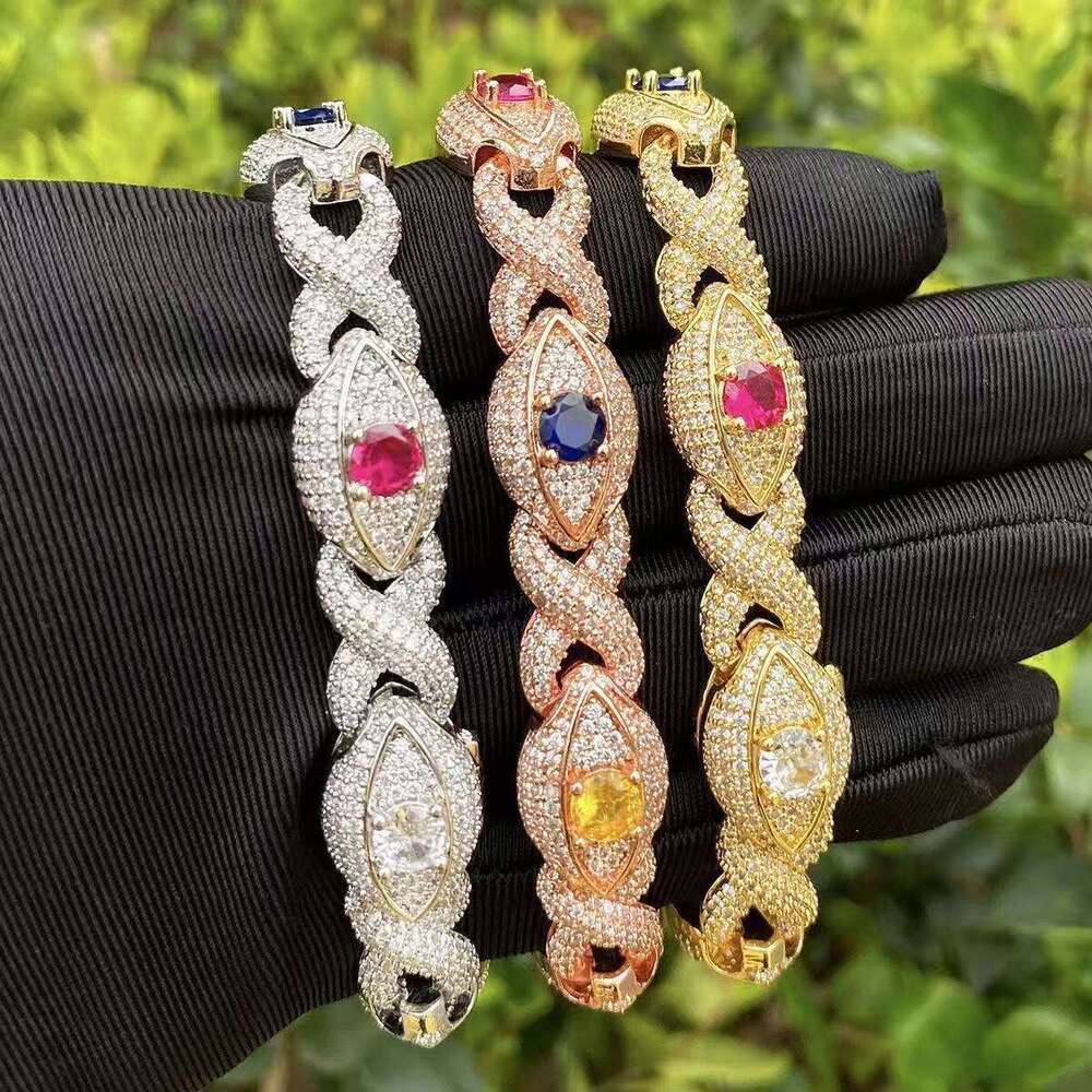 New color eyes infinity chain with precious stones bracelet Moissanite diamond chain