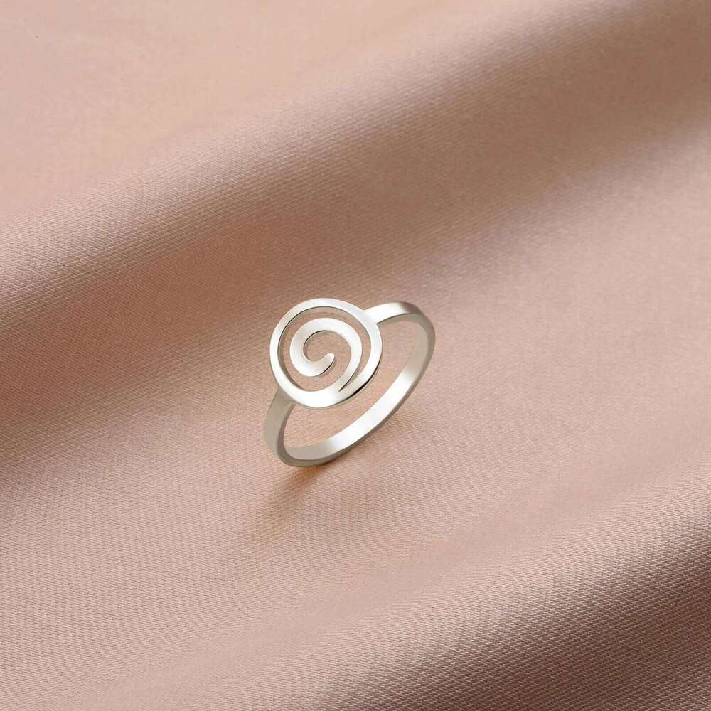 Skyrim Spiral Curl Circle Stainless Steel Ring For Women's Fashionable And Minimalist Birthday Jewelry Gift New XJ260127