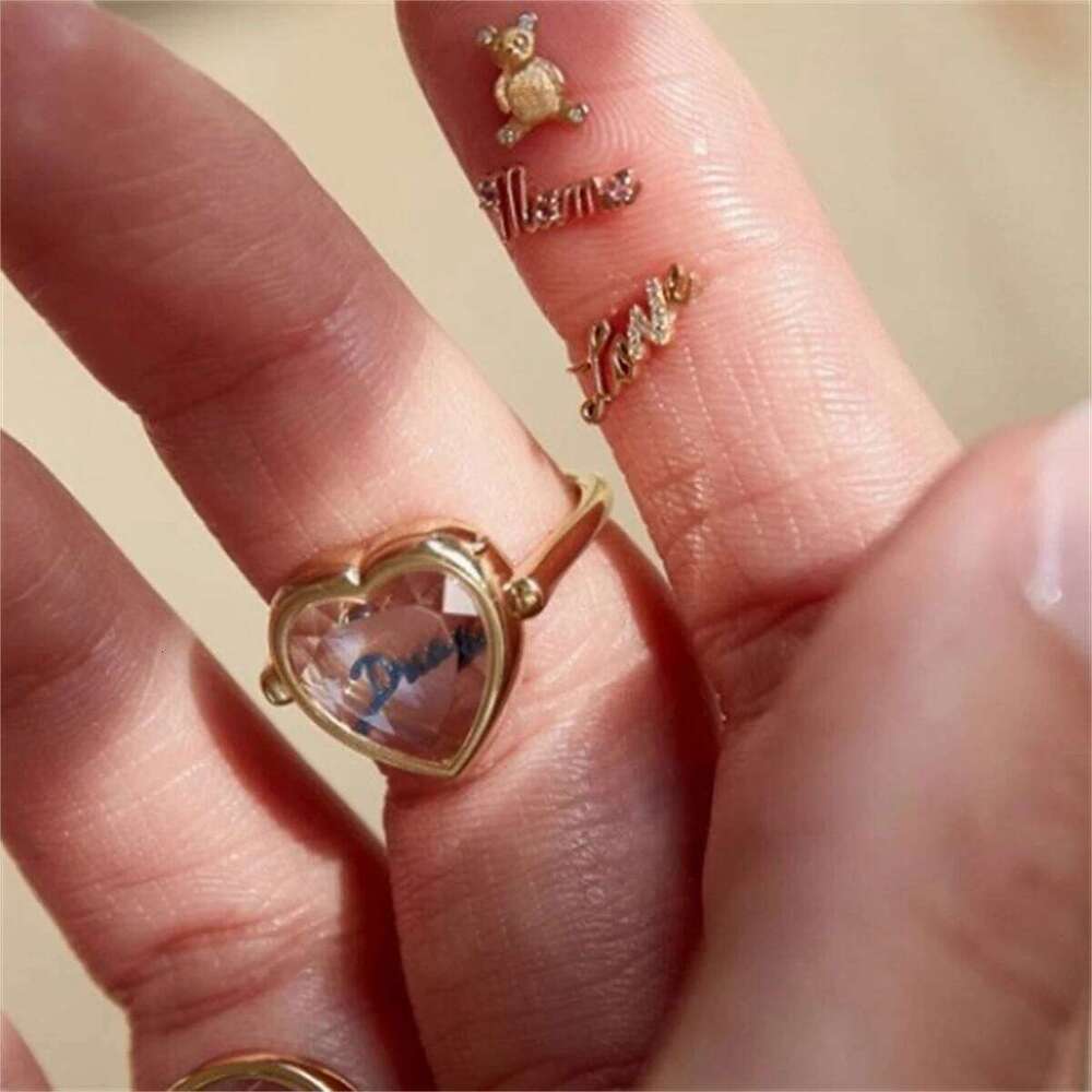 Hot selling heart-shaped circular box ring that can be opened DIY colorful zircon accessories gold-plated XJ260127