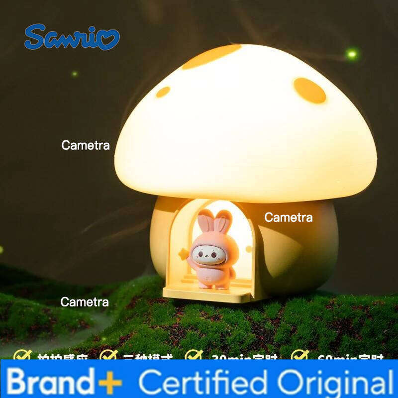 Sanrio Mushroom Tap LightUSBRechargeable Creative Atmosphere Night Light Dormitory Bedroom Bedside Cute Timed Silicone Table Lamp H260128