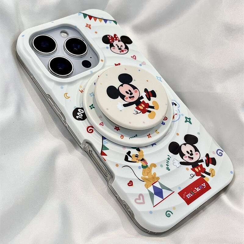 Wave Shell Mickey Minnie Magnetic Stand Compatible with iPhone 17 Apple 16 Pro Max/15/14 Phone Case for Women S260128