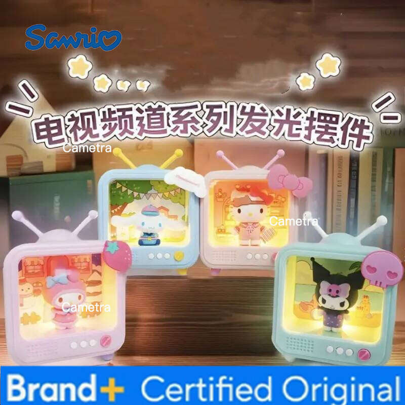 Sanrio kawaii Character TV Channel Series Luminous Night Light Toys Anime Kuromi Cinnamoroll HelloKitty Girls Desktop Ornaments H260128