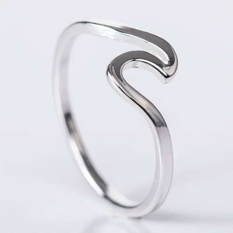 Stainless Steel Rings for Women Men New Simple Design Sea Wave Shape Ring Size 5-10 Surf Wavy Jewelry Accessories XJ260127