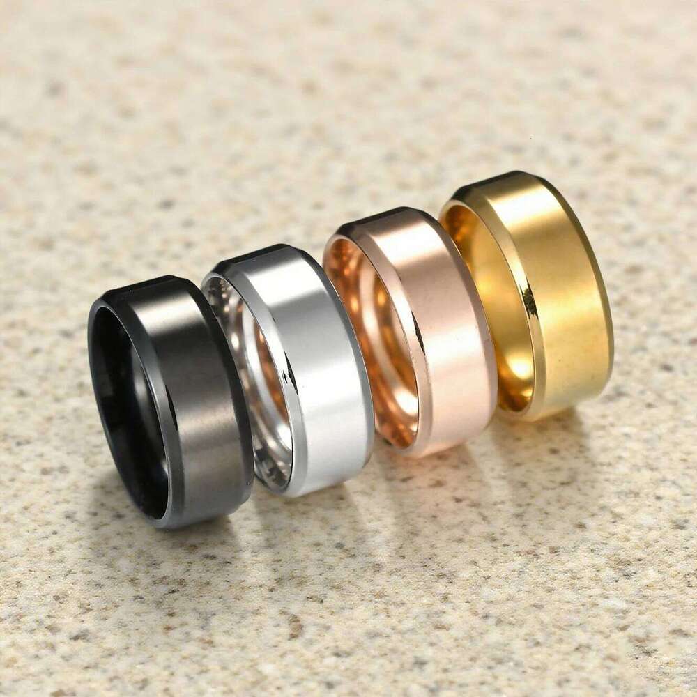 Kissmoon 8mm Width Fashion Simple Classic Stainless Steel Wedding Couple Rings For Women Men Anniversary Festival Jewelry Gifts XJ260127