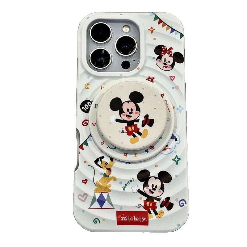 Wave Shell Mickey Minnie Magnetic Stand Compatible with iPhone 17 Apple 16 Pro Max/15/14 Phone Case for Women S260128