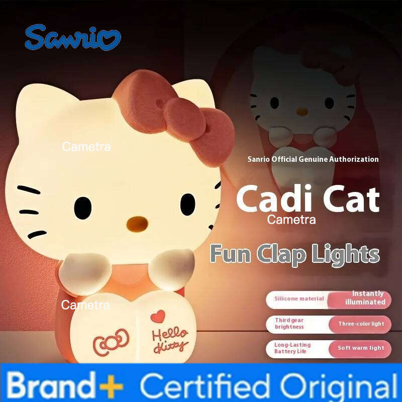 Sanrio New Kt Cat Touch Night Light Kawaii Bedside Lamp Cute Anime Decoration For Girls Room Gift With Soft Glow H260128