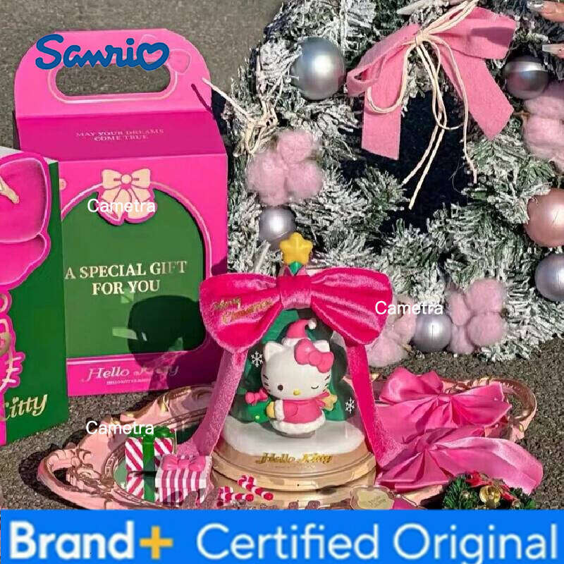 Sanrio Martube New Hello Kitty Christmas Tree Luminous Toy Ornaments Kawaii Hellokitty Girls Bedroom Atmosphere Lamp Gifts H260128