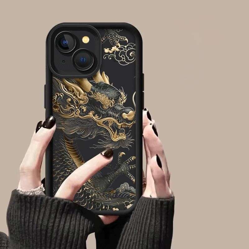 Compatible with Apple 16 Sky Eye Ladder High Bamboo Phone Case 15/14/13/12 Majestic Chinese Dragon Protective Cover X S260128