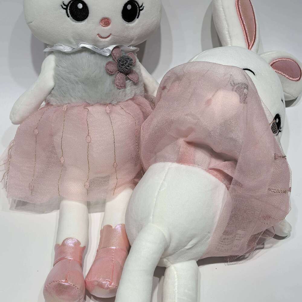 Stuffed animal doll girly heart tutu skirt long ear pink aire rabbit plush toy Y260128