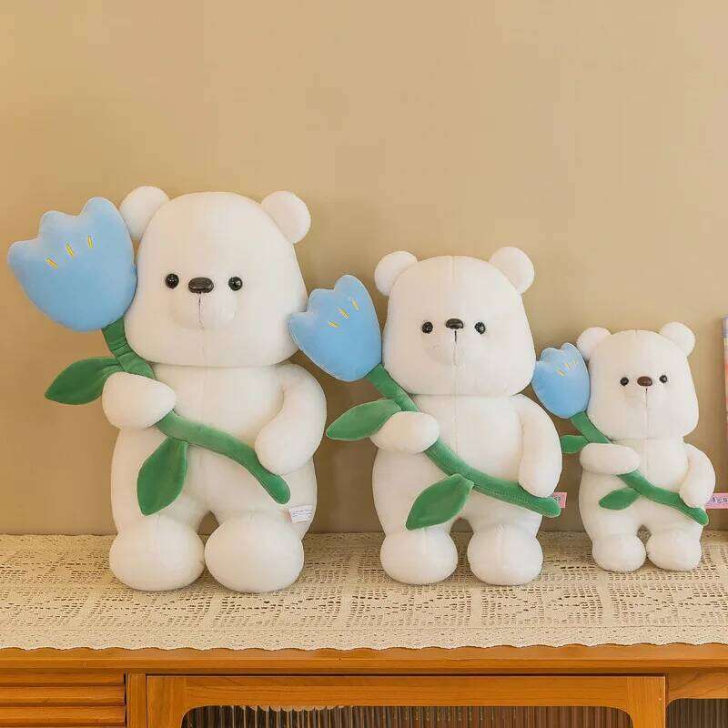 Tulip plush toys girls bed Valentine's Day sleep with teddy bear doll home decoration Y260128