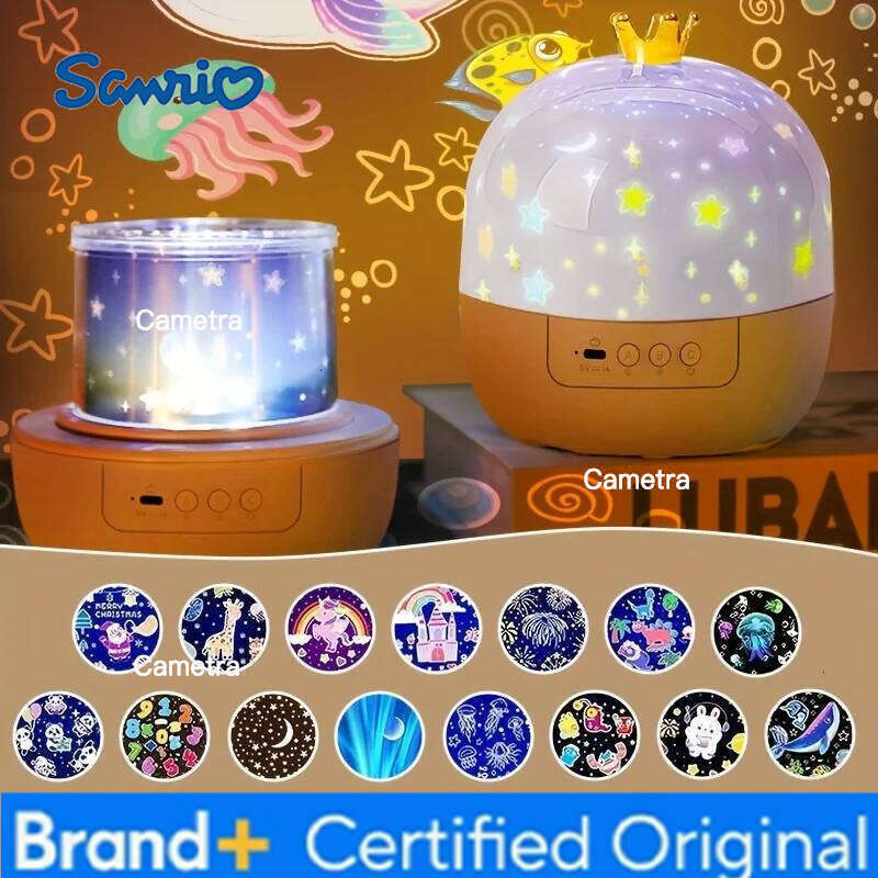 Sanrio Crown Fantasy Star Sky Projection Night Light 15in1 Bedroom Ceiling Rotating Atmosphere Lamp Home Decoration Kids Birthday Gift H260128
