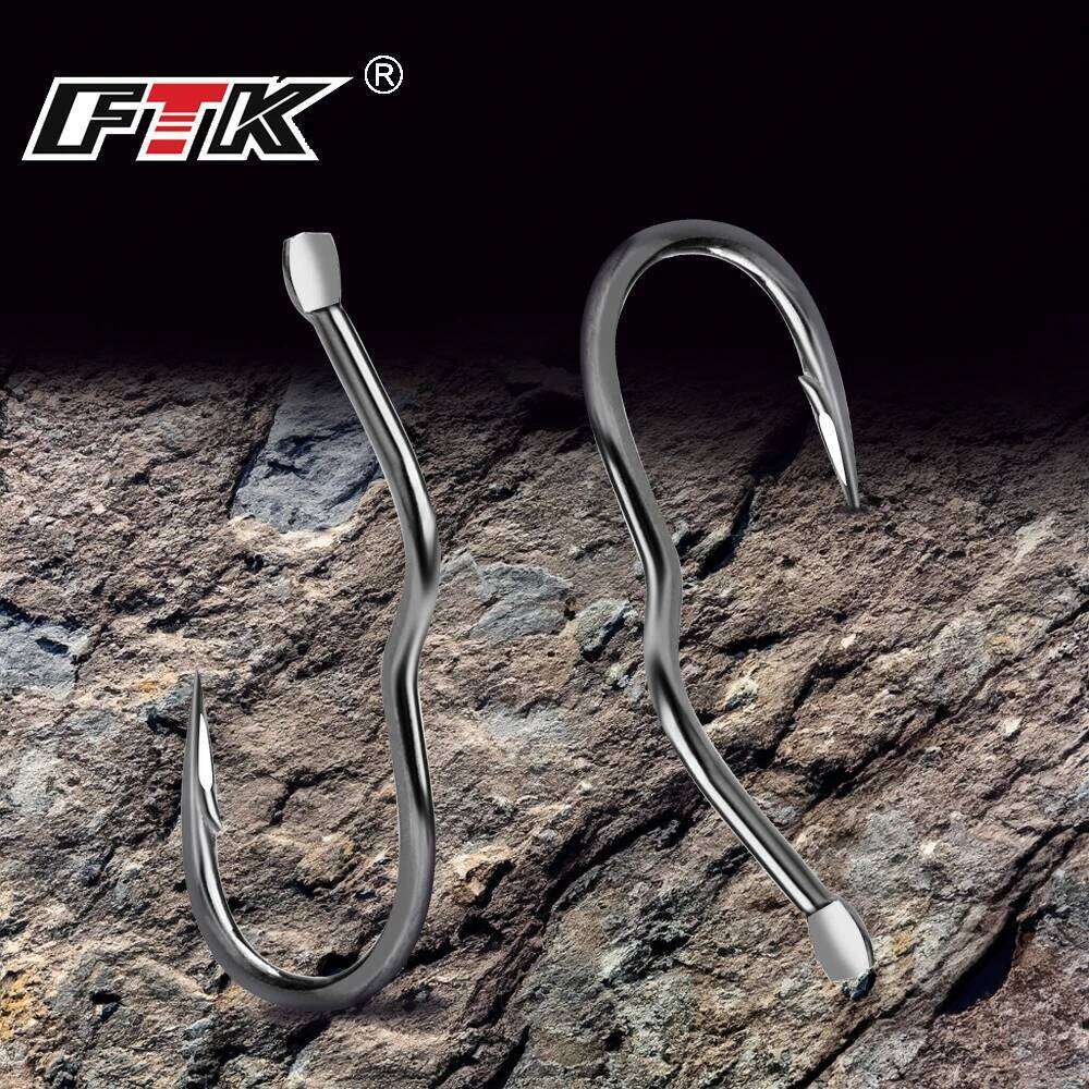 FTK Invention High Carbon Steel Hook Sharp Barbed Automatic Flip Fishhook for Carp With line Fishing Accessories Z260128