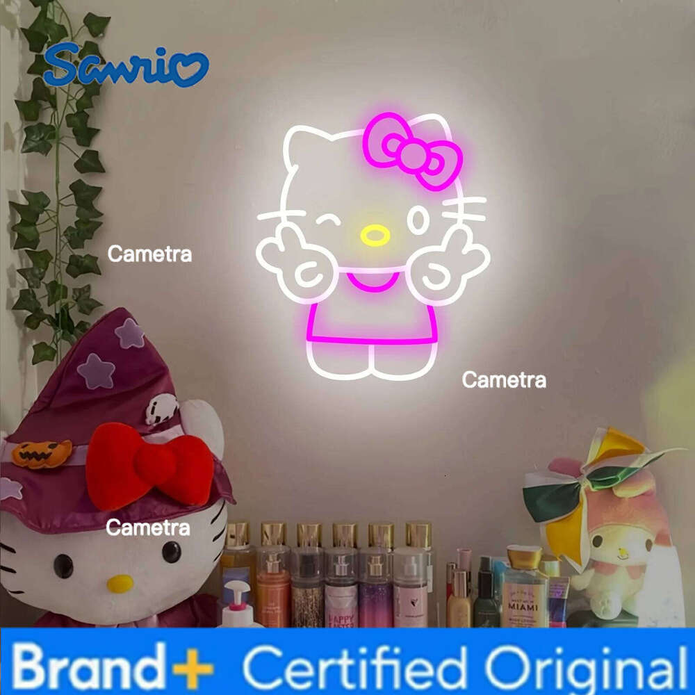 Sanrio Hello Kitty Neon Sign LED Anime Night Light Dimmable USB Powered Game Room Bedroom Decor Gift for Friends and Girls H260128