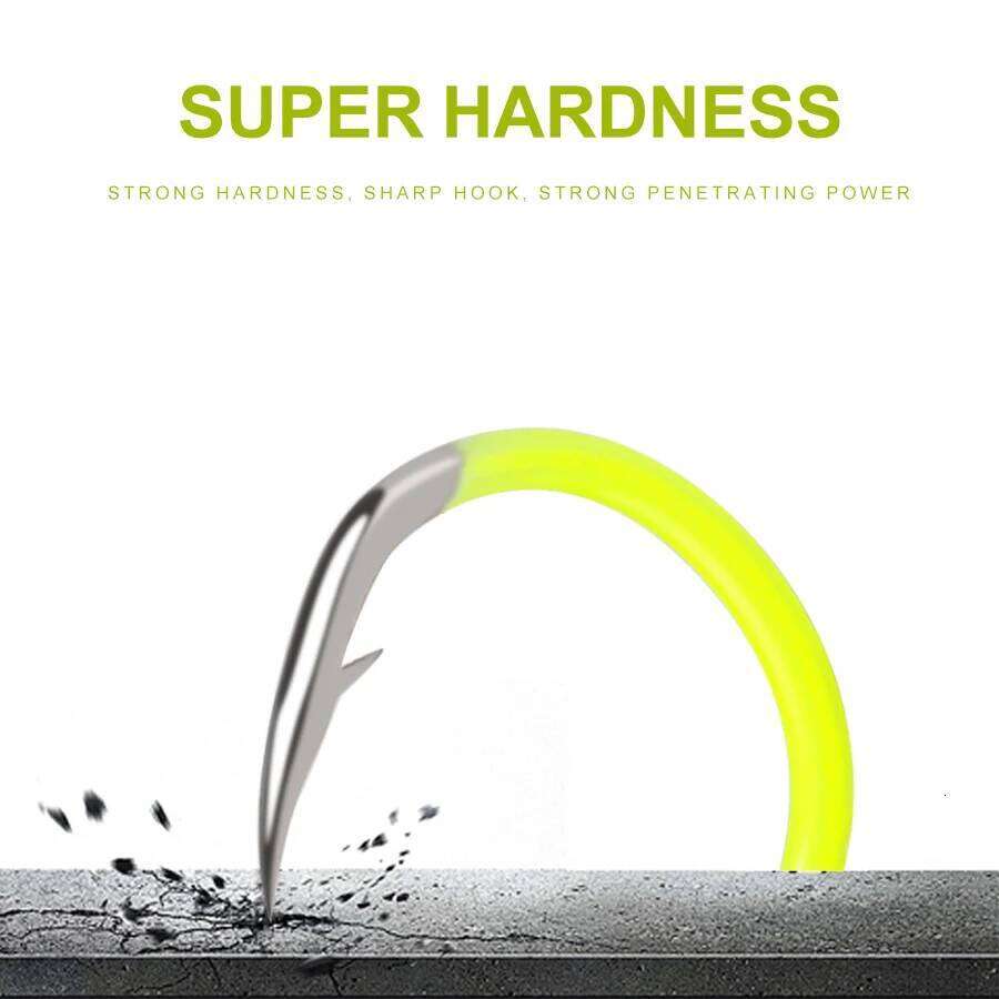 NGB 50PCS Sharp High-carbon Steel Fishhooks Barbed Fluorescent Fishing Durable Fish Gear Fighting Hook With Eye for Carp Z260128