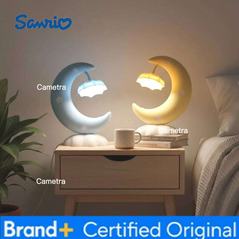 Sanrio Moon Shaped Night Light with Soothing LED Glow Bedside Lamp for Sleep Enhancement Bedroom Ambiance and Relaxing Atmosphere H2601281
