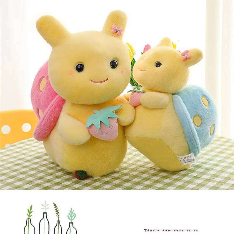 Eight inch cute strawberry plush toys for children's birthday gift girls sleep with the snail pillow Y260128