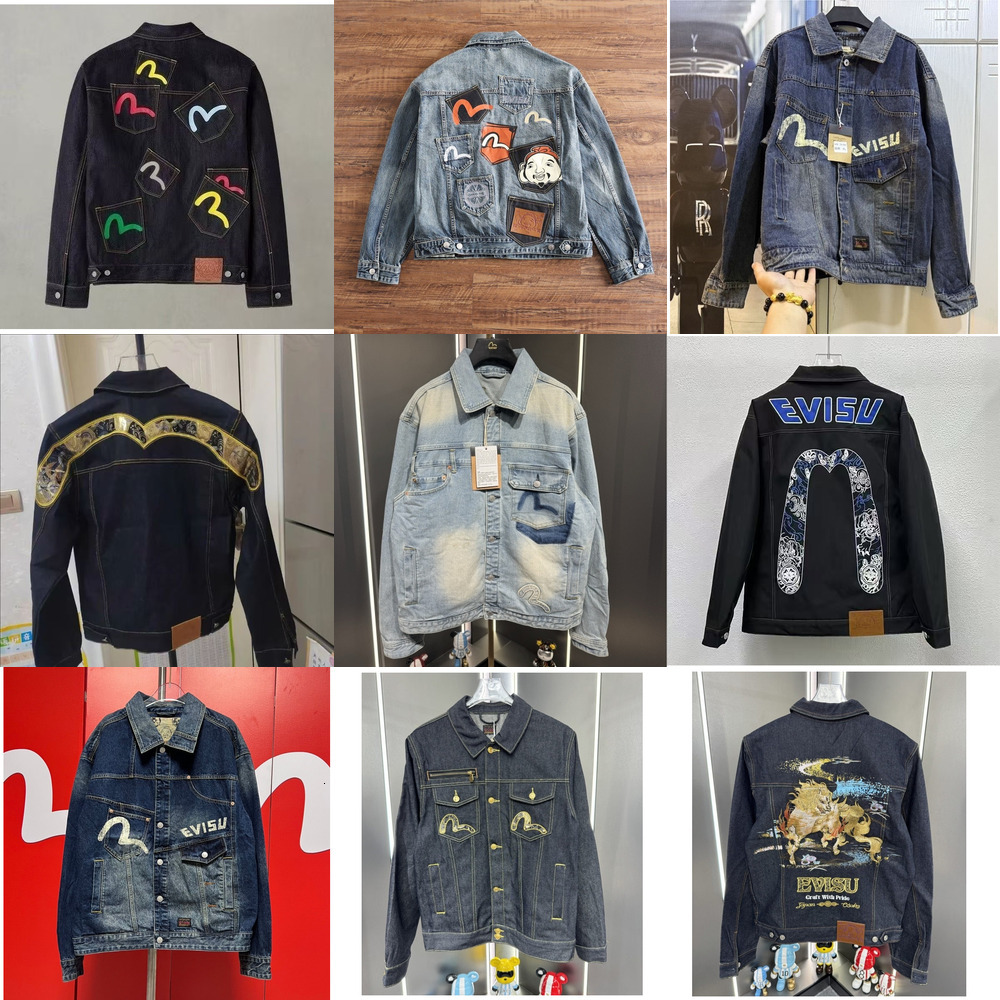EVI Designer Men's Denim Jacket Fashion evisuly Embroidery Large M Print Trendy Versatile Short Jacket Y2k Vintage Denim Streetwear Brand Evi Denim jackets E3