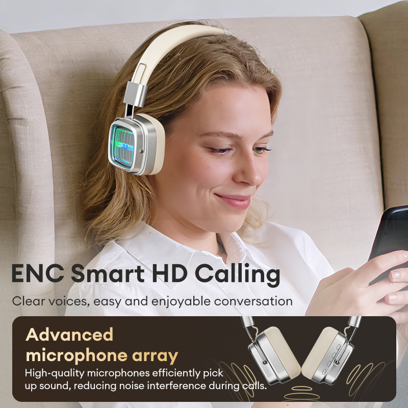 Lenovo LS117 Bluetooth 6.0 Headphones Retro-inspired Fashionable Design Long Battery Life ENC Call Noise Cancellation Gaming Headset Surround Sound Mu