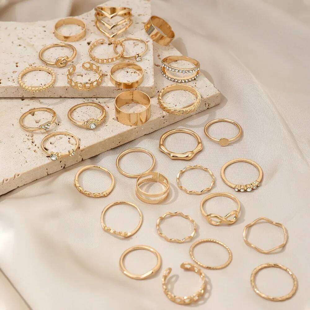 30Pcs Bohemian Geometric Knuckle Rings Set For Women Gold Silver Color Finger Ring Girls Fashion Party Jewelry Accessories XJ260127