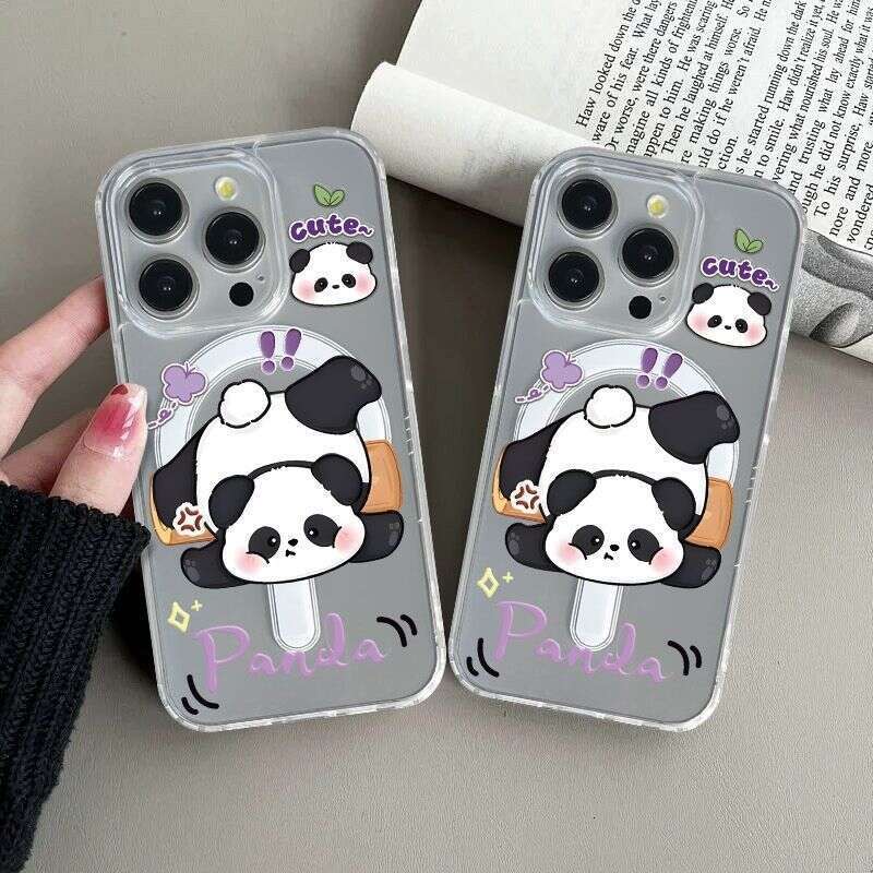 Playful Panda Compatible with Apple 17PRO Phone iPhone 16PRO Magnetic 15 Cute 14 Hard Case 13 Adorable S260128