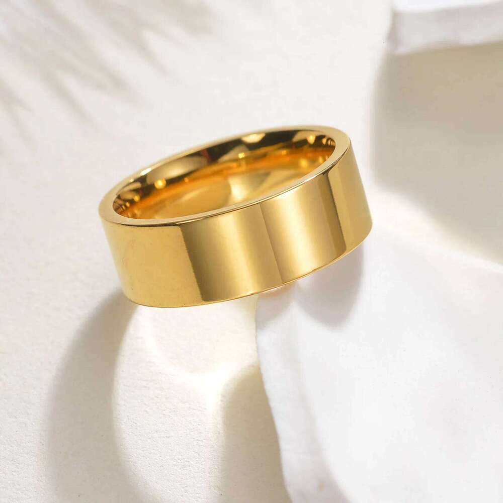 Polish Flat Stainless Steel Ring for Men Women 4mm 6mm 8mm 12mm Wide Couple Rings Jewelry Anniversary Wedding Gift Wholesale XJ260127