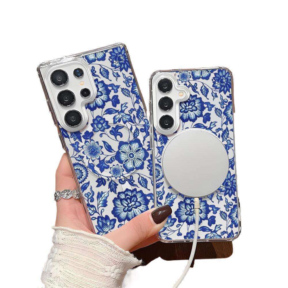 Magnetic Acrylic Samsung S23Ultra Transparent Phone Blue S25 Protective Case Advanced S24 Anti-fall S22+ S260128