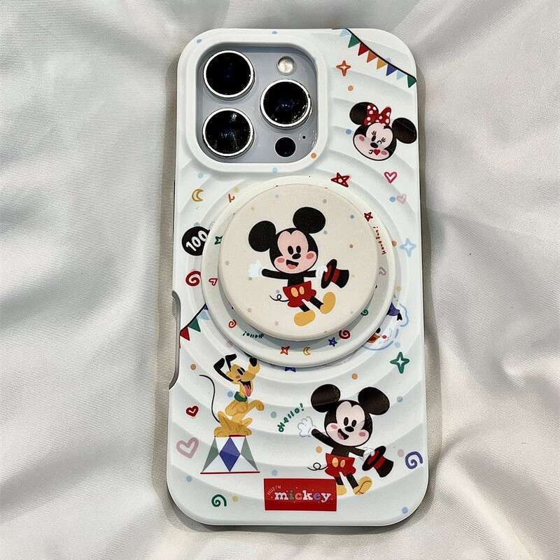 Wave Shell Mickey Minnie Magnetic Stand Compatible with iPhone 17 Apple 16 Pro Max/15/14 Phone Case for Women S260128