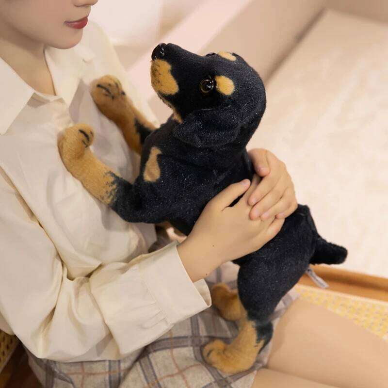 Rottweiler Simulated 3d Simulation Standing Black Dog Plush Stuffed Doberman Animal Super Realistic kid Christmas Halloween Gift Y260128