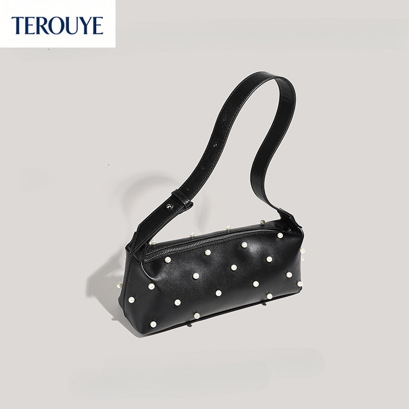 TEROUYE autumn and winter new light luxury elegant pearl handbag rectangular bag trend versatile niche bag design armpit bag bag