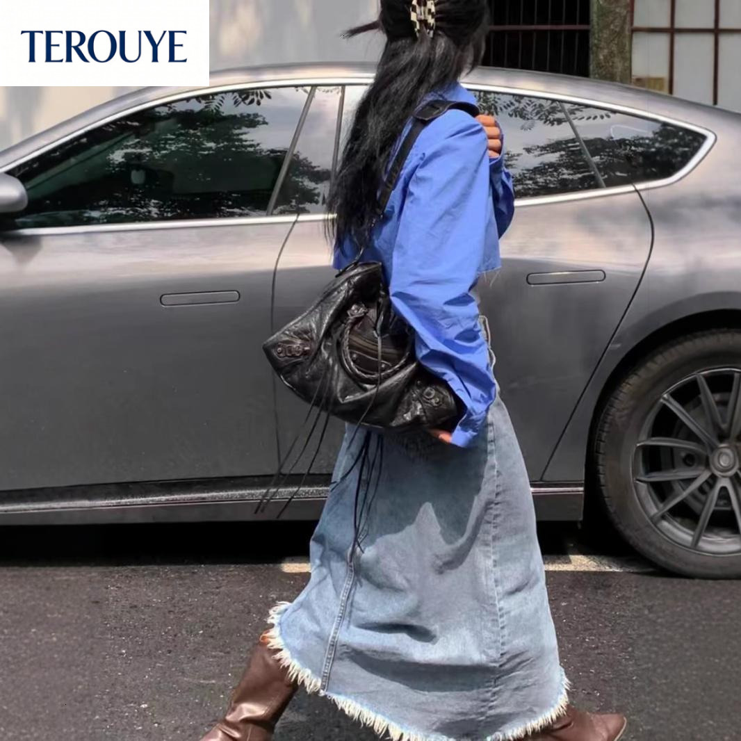 TEROUYE Autumn/Winter New French bag Style Fashion Trend Motorcycle Bag Spicy Girl Light Luxury Retro Design Large Capacity Single Shoulder