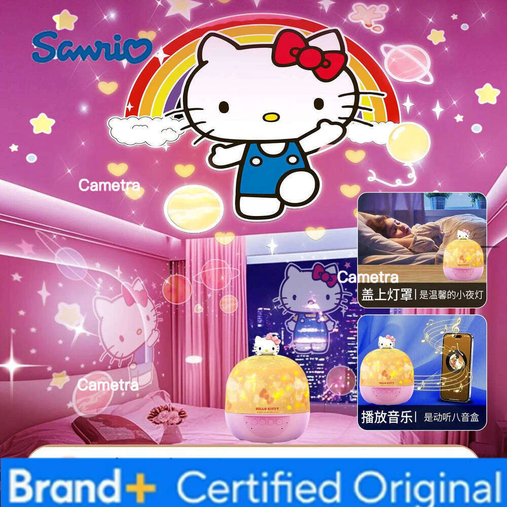 Sanrio Kawaii Hello Kitty Projection Lamp Kuromi Cinnamoroll Starry Sky Night Light Music Box Room Dreamy Projector Kid Toy Gift H2601281