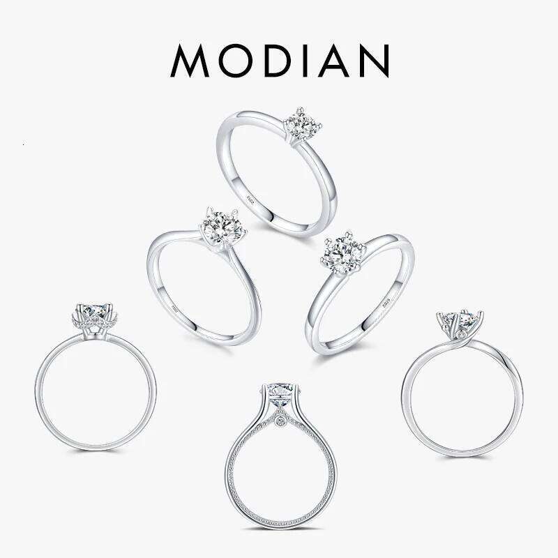 Modian New 925 Sterling Silver Diamond CZ Wedding Stackable Finger Ring Platinum Plated Brand Fine Jewelry For Women Accessories XJ260127