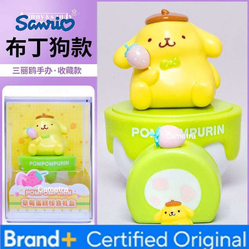 Sanrio Kawaii Figures Toy Strawberry Hello Kitty My Melody Kuromi Anime Model Ornaments Collection Toys Birthday Gifts H260128