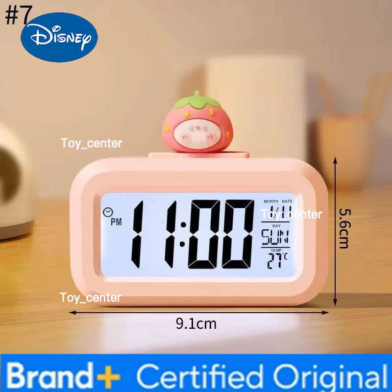 Disney Kawaii Cartoon Pig LED Digital Rome Decor Alarm Clock with Night Light Room Cute Watch Bedroom Bedside Ornaments H260128