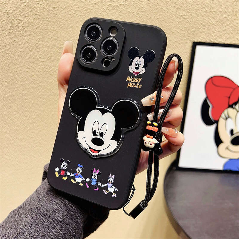Compatible with Apple 16 Pro Max Phone Case iPhone 15 Cartoon Mickey 17m Ni11 3D Lanyard 14 Full Coverage S260128
