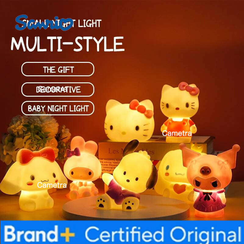 Sanrio Anime Night Light Figure Hello Kitty Kuromi Kawaii Cake Decorative Cinnamoroll Melody Children Birthday H260128