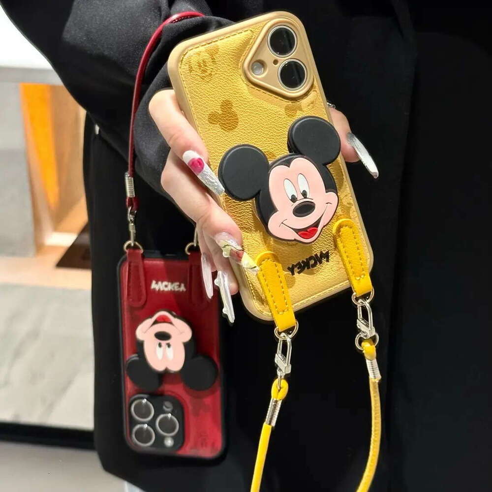 Mickey Stand Lanyard Compatible with Apple 17PROMAX Phone Case iPhone16/15 Autumn Winter Huawei PURA80 S260128