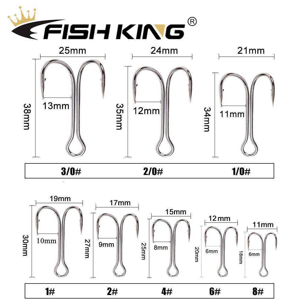 FISH KING 20pcs/pack Double Fishing Barbed Carp Fishhook For Soft Worm Lure High Carbon Steel Duple Hooks Z260128