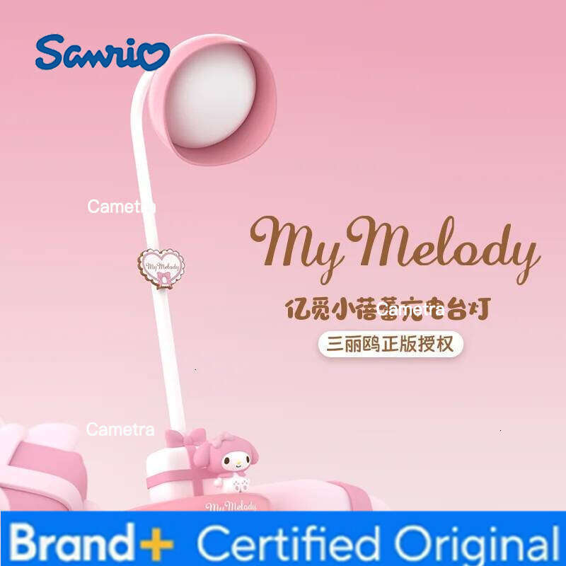 Sanrio Authentic Melody Hellokitty Desk Lamp Charging Eye Protection Bedroom Bedlight Ornaments Birthday Gift Student Dormitory H260128