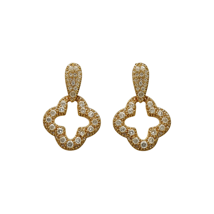 Real Gold Plated Silver Needle Zircon Flower Personality Fashion Niche Temperament Light Luxury High-end Earrings for Women - view 9
