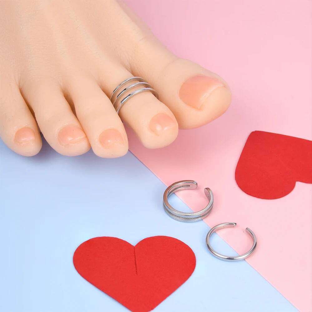 3pcs Adjustable Rings For Women Girls Simple Cute Open Toe Set Summer Beach Stainless Steel Foot Jewelry XJ260127
