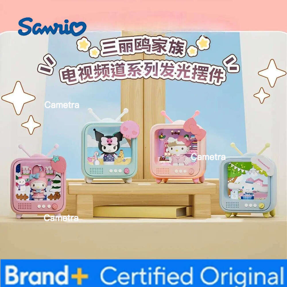 Sanrio kawaii Character TV Channel Series Luminous Night Light Toys Anime Kuromi Cinnamoroll HelloKitty Girls Desktop Ornaments H26012811