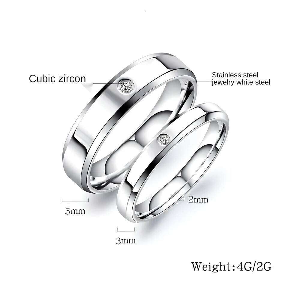 Fashion AAA+ Cubic Zirconia Wedding Band Rings For Women Gifts New Trendy 316l Stainless Steel Men Jewelry XJ260127