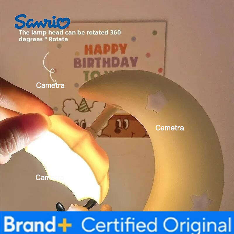 Sanrio Moon Shaped Night Light with Soothing LED Glow Bedside Lamp for Sleep Enhancement Bedroom Ambiance and Relaxing Atmosphere H260128