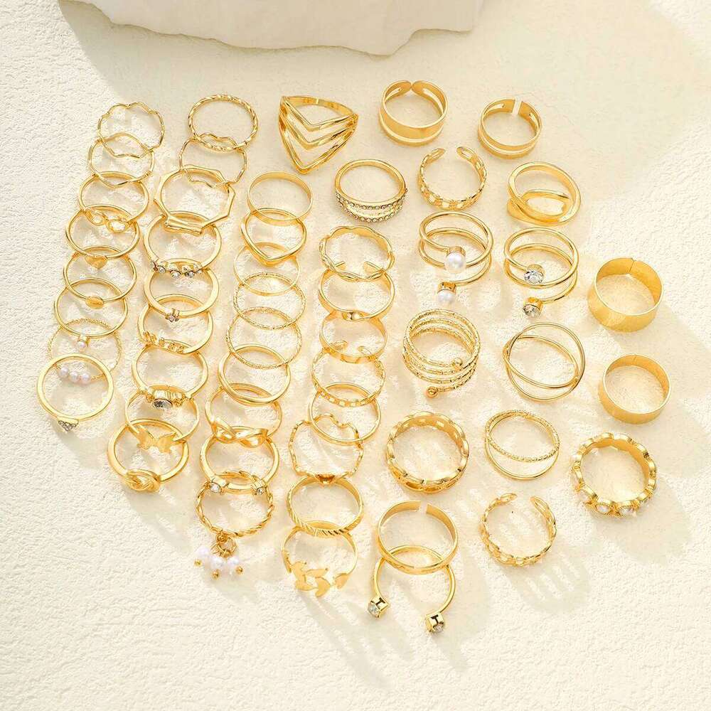 New Fashion Geometric Knuckle Rings Set For Women Boho Butterfly Heart Zircon Gold Color Finger Ring Trendy Party Jewelry Gifts XJ260127