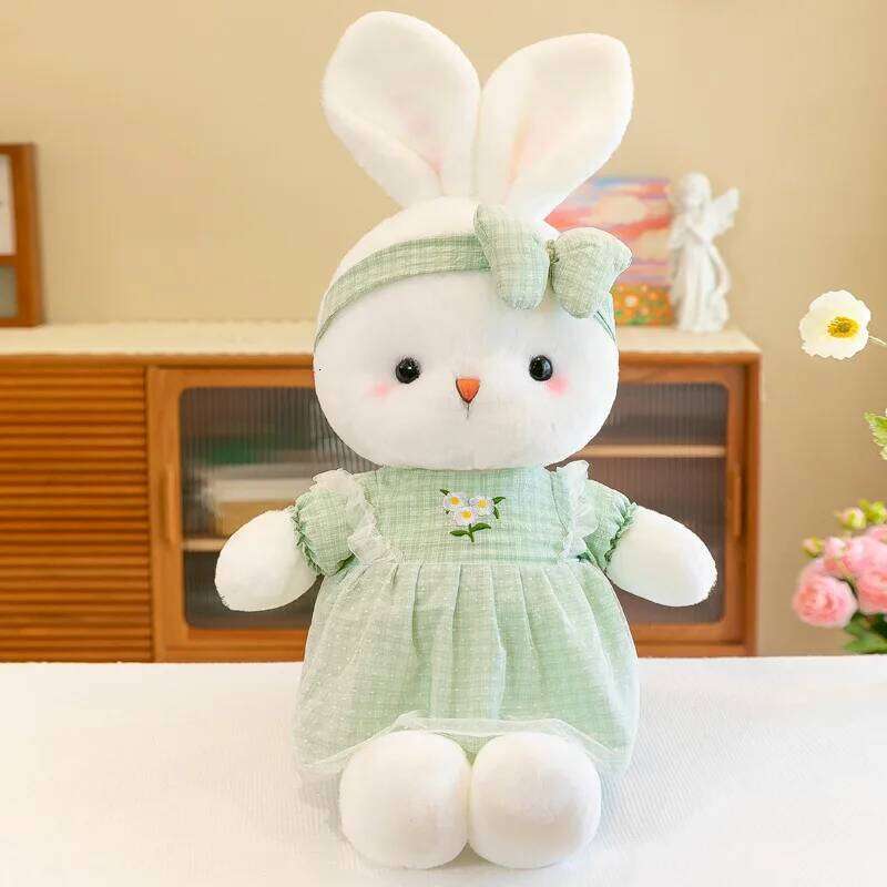 1pc 40cm/15.74in Cute flower skirt plush toy cartoon super cute comfort Daisy rabbit birthday gift doll Y260128