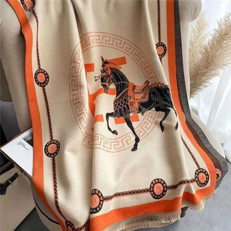 Top Scarves Winter Cashmere Scarf Women Designer Warm Pashmina Blanket Horse Female Shawl Wraps 10A SIZE180x65