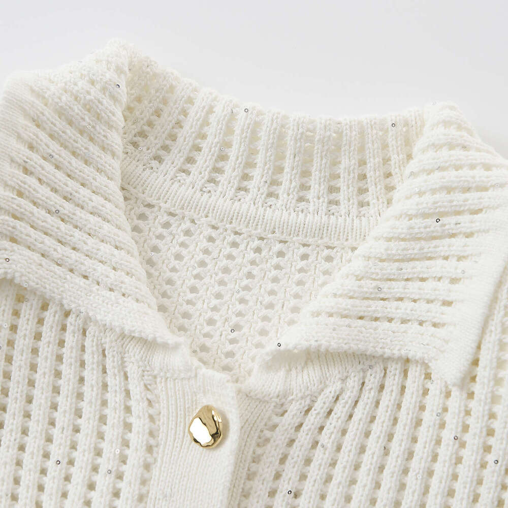 2026 summer new mermaid sequin elegant style slim fit lapel women's knitted dress