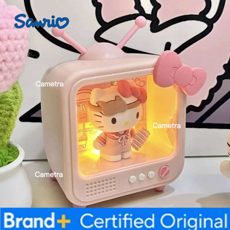Sanrio kawaii Character TV Channel Series Luminous Night Light Toys Anime Kuromi Cinnamoroll HelloKitty Girls Desktop Ornaments H260128